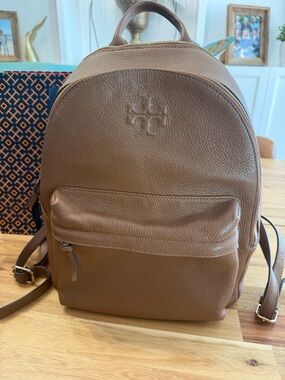 Tory Burch Cognac Pebbled Leather Backpack